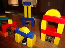 Practice Fine Motor Skills with Wooden Blocks & Cars