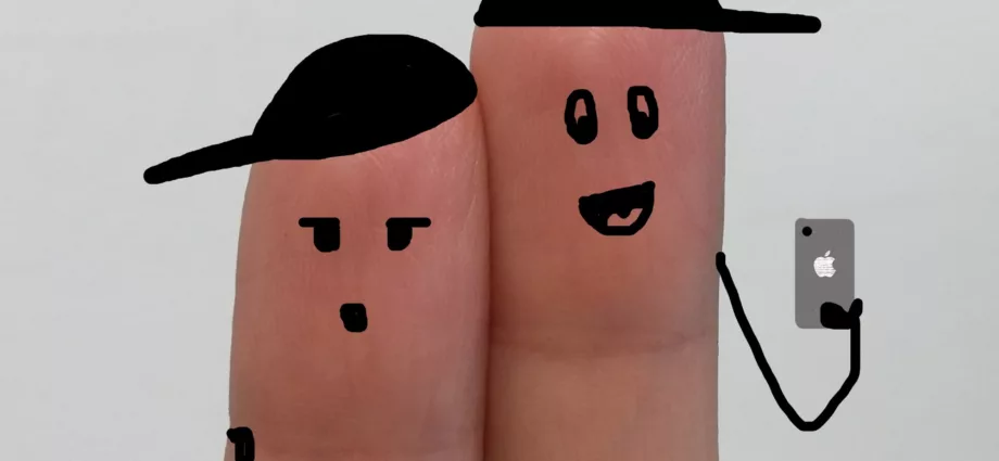 fingers with faces representing teens communicating